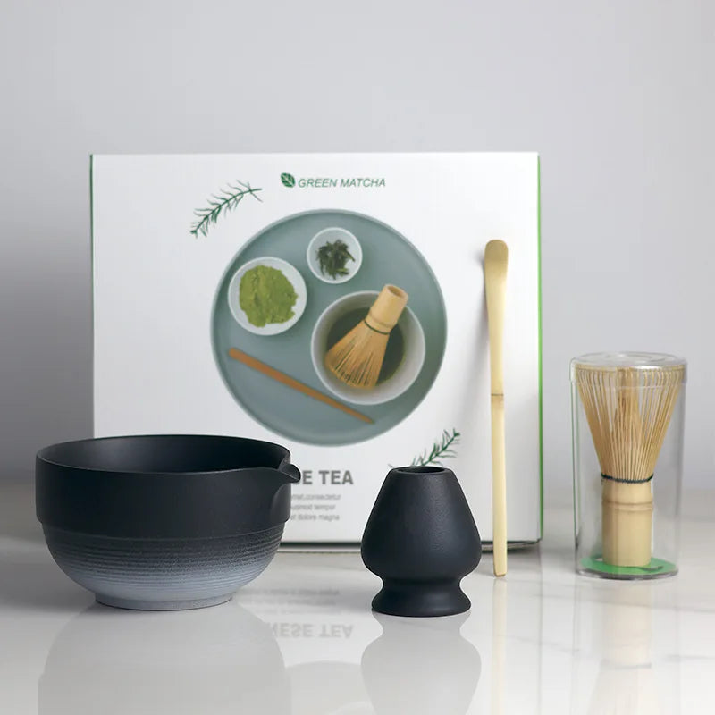 Variant image for Japanese Matcha Bowl Set with Spout Ombre Medium Ceramic Includes Whisk and Scoop-2