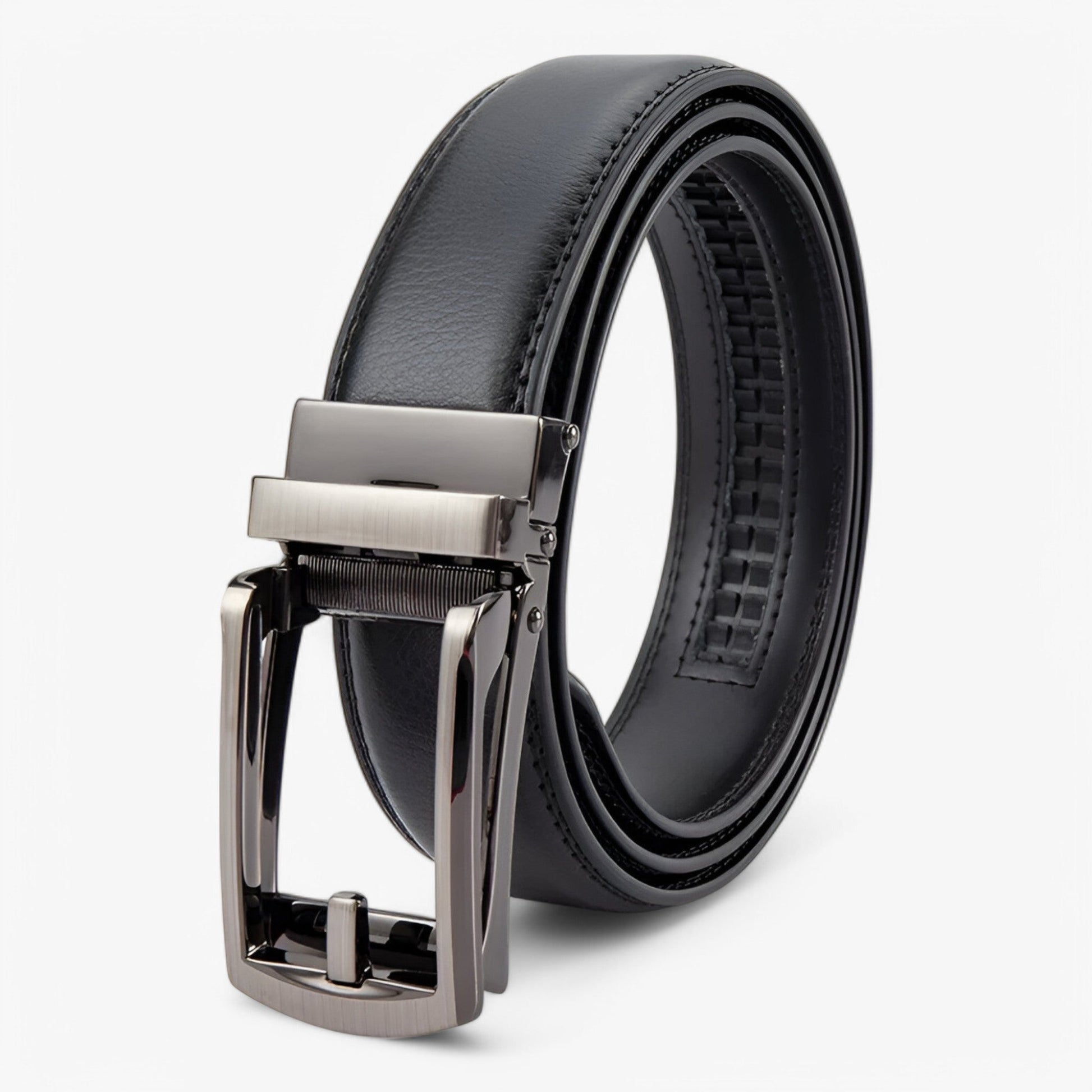 Double Layer Cowhide Leather Belt for Men – Black Leather Designer Belt with Elegant Alloy Buckle for Formal and Casual Wear-1