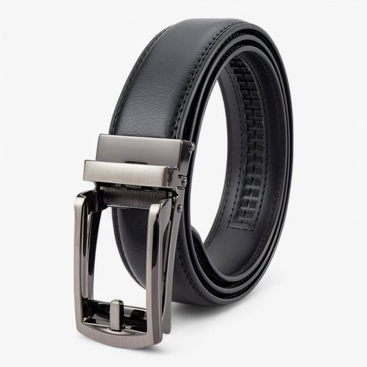 Double Layer Cowhide Leather Belt for Men – Black Leather Designer Belt with Elegant Alloy Buckle for Formal and Casual Wear-1
