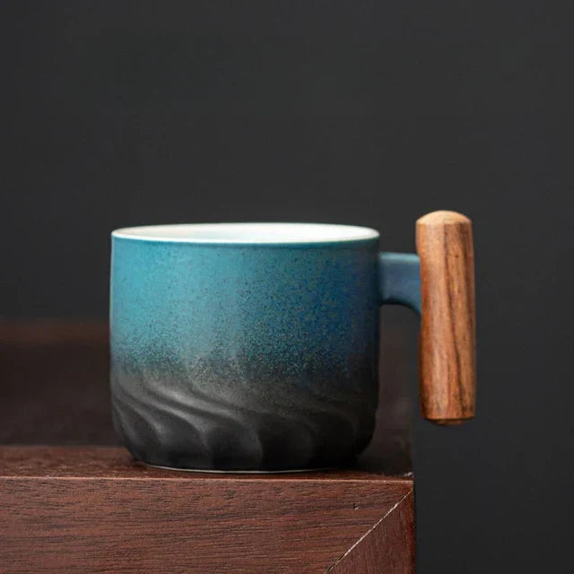 2+1 Free | TimberSip - Handmade ceramic coffee mug with wooden handle - Last day sale