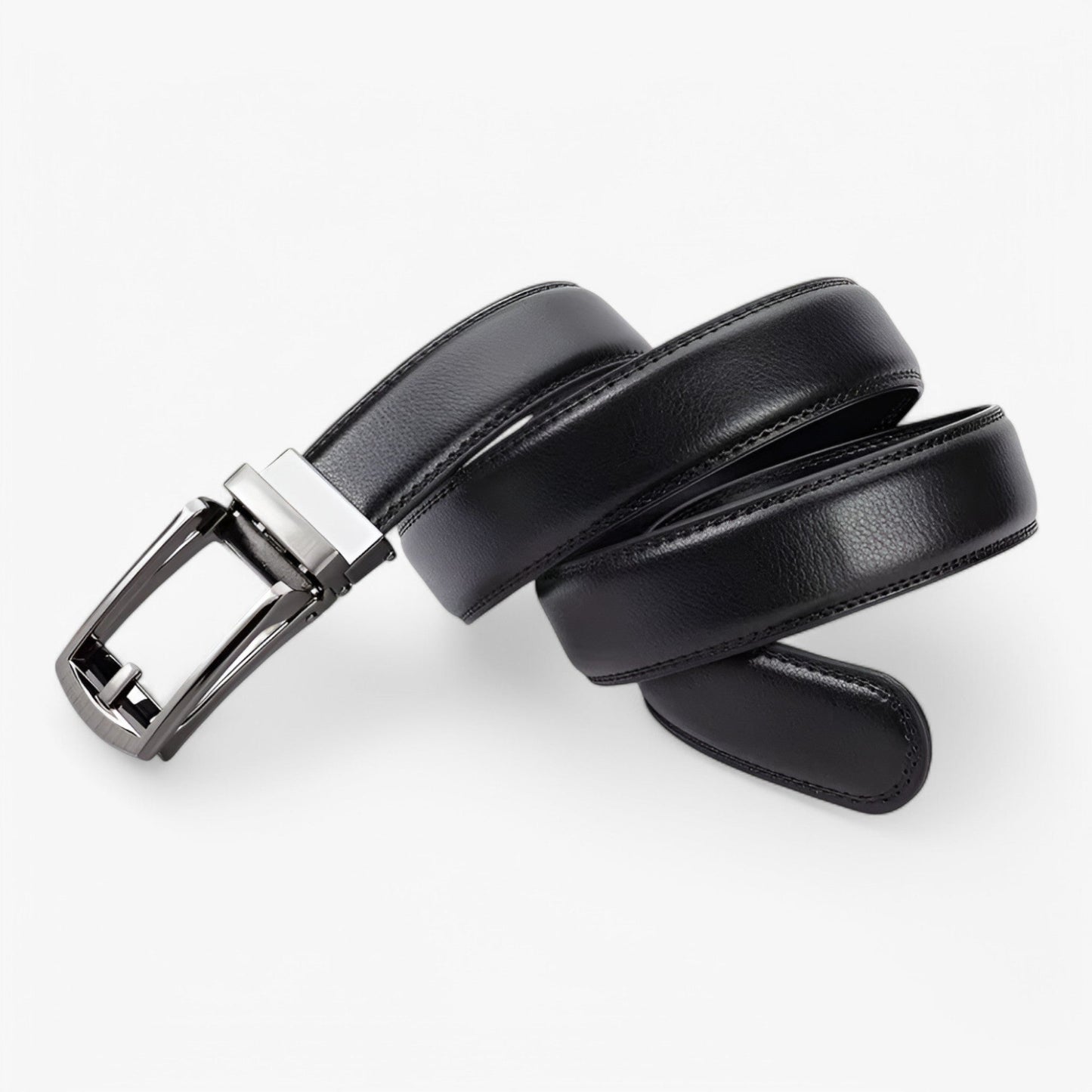Double Layer Cowhide Leather Belt for Men – Black Leather Designer Belt with Elegant Alloy Buckle for Formal and Casual Wear-5