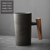 50% off - StoneSip - Vintage coffee mug with wooden handle made of stoneware - Limited discount