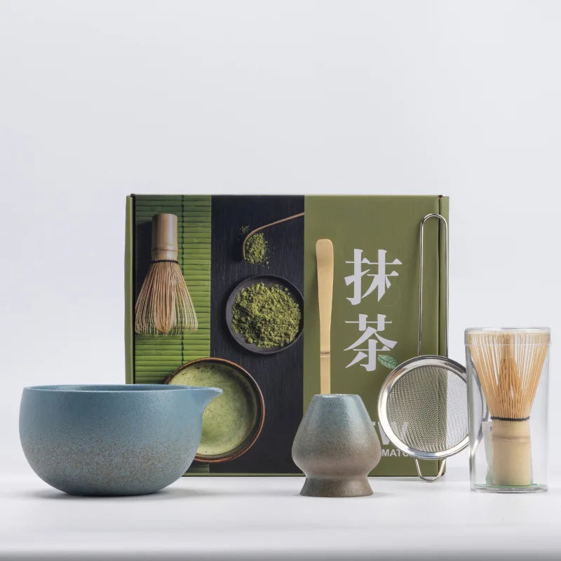 Ceramic Matcha Set 5-Piece Natural Size One Non-Toxic Whisk Bowl Scoop Sifter-4