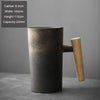 50% off - StoneSip - Vintage coffee mug with wooden handle made of stoneware - Limited discount