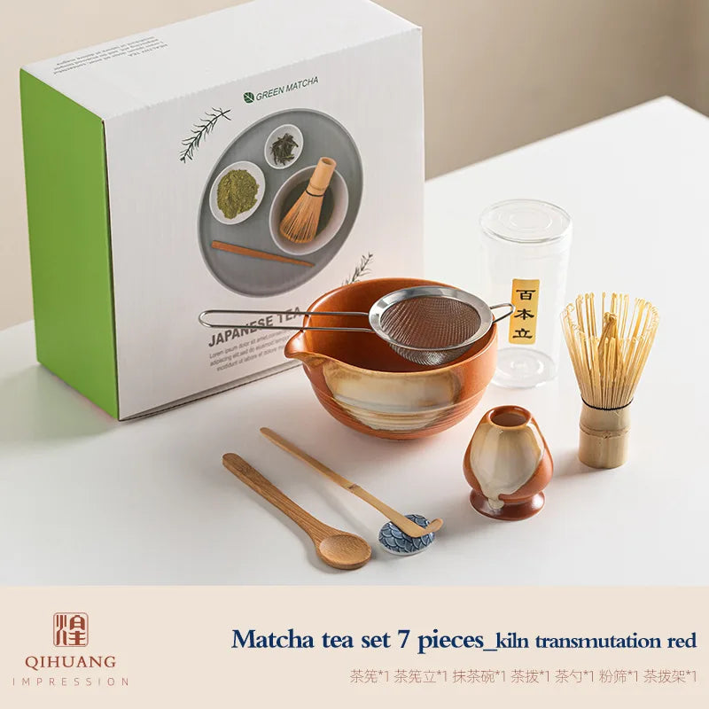 Variant image for 7-Piece Matcha Set Green Size Standard Ceramic - Matcha Bowl and Whisk Set for Traditional Tea Ceremony-6