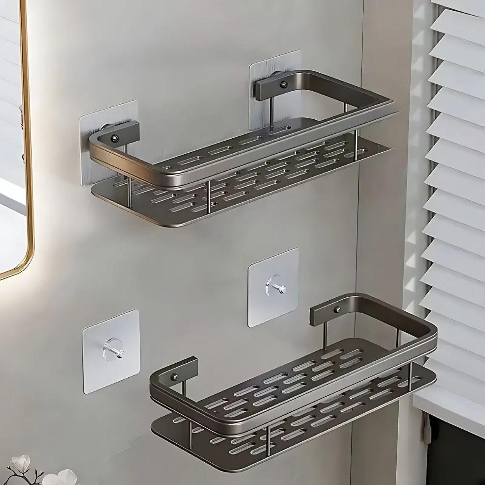 Wall-Mounted Shower Caddy Organizer – Rust-Resistant Aluminium Shower Shelf for Clutter-Free Bathroom Storage 2