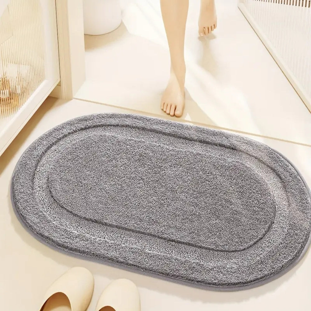 Soft Microfiber Non-Slip Bath Mat – Quick-Drying Oval Bathroom Rug for Ultimate Comfort and Safety 2