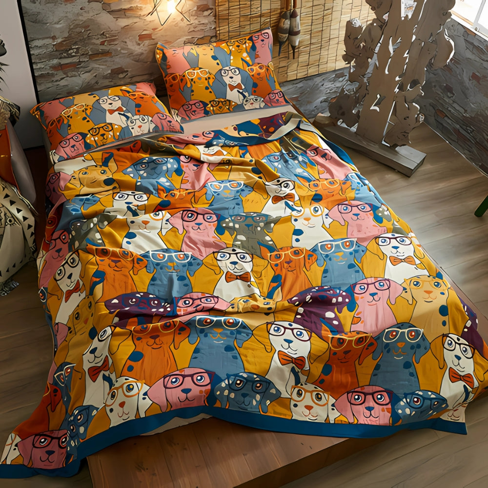 Playful dog print cotton blanket