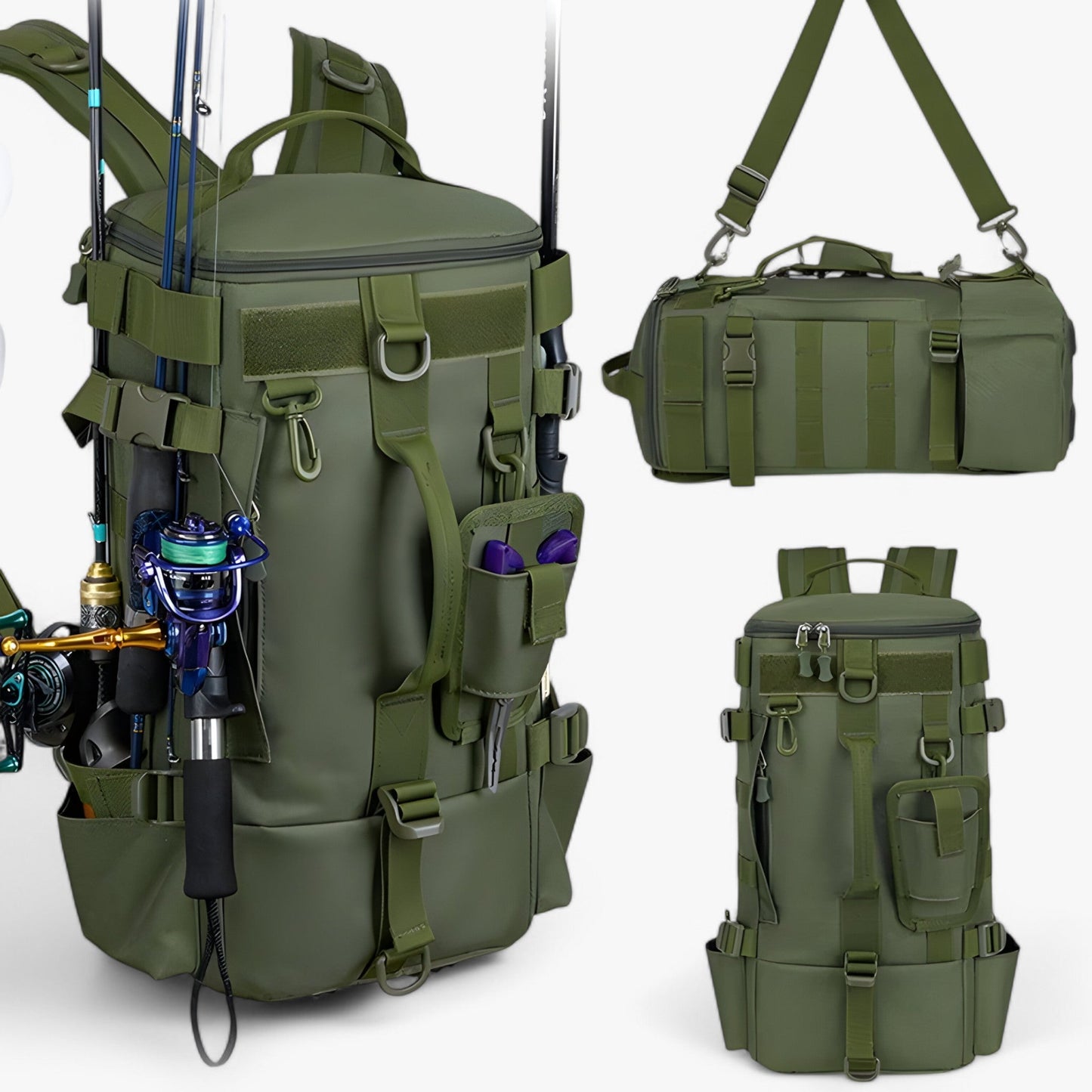 Tactical Fishing Backpack, Waterproof Design, Molle System, Large Capacity