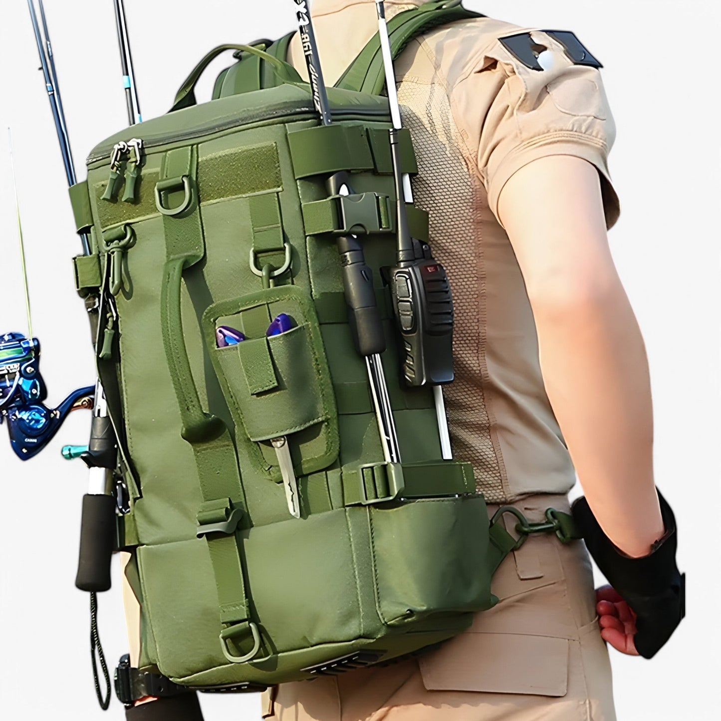Tactical Fishing Backpack, Waterproof Design, Molle System, Large Capacity