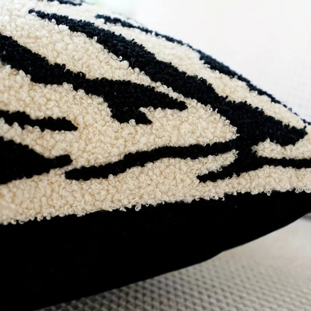 Modern White Tiger Stripe Cushion Cover – Soft Microfiber Blend with Embroidered Finish for Sofa and Couch Cushion Covers 4