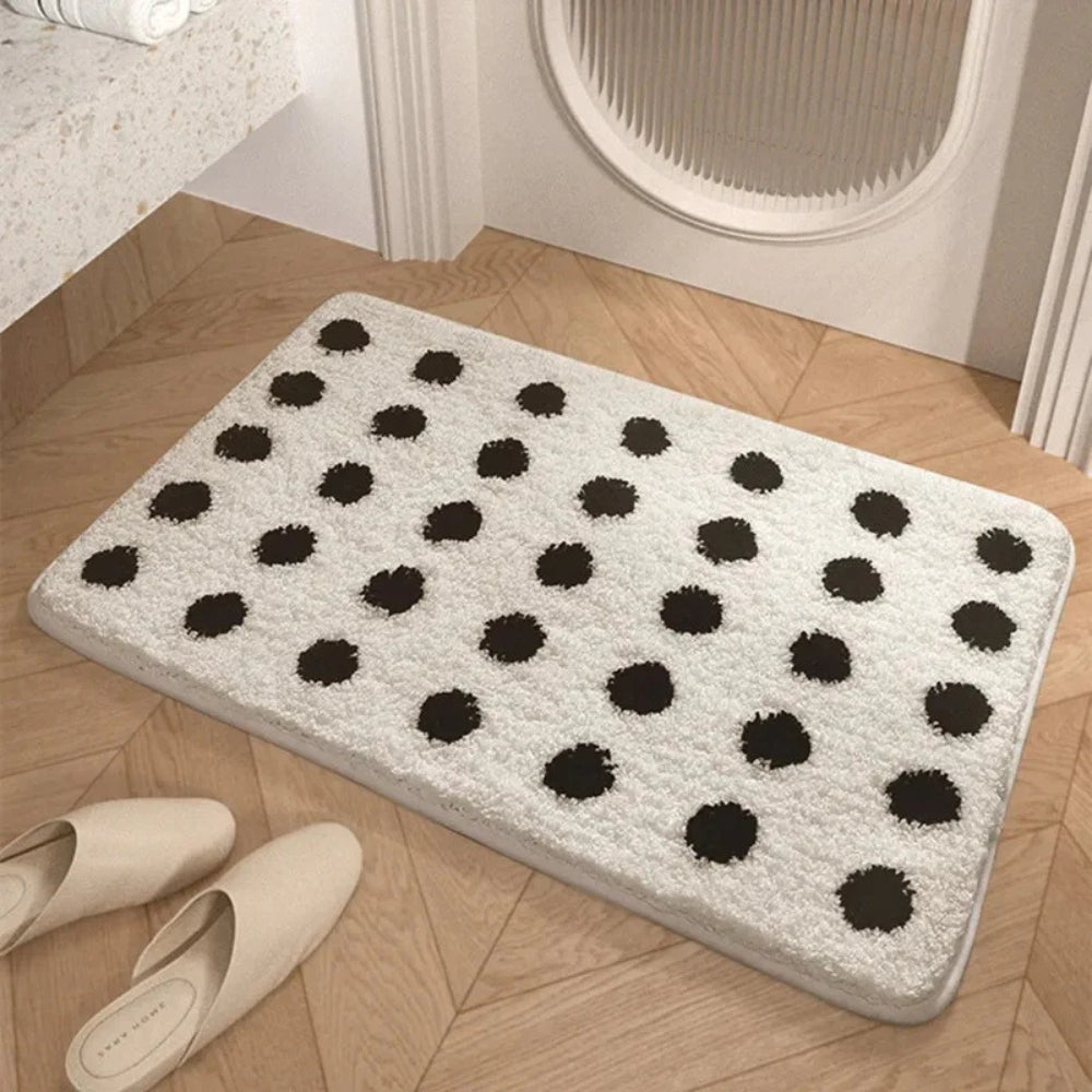 Plush Polka Dot Non-Slip Bath Mat – Soft Microfiber Bathroom Rug for Comfort and Quick-Dry Absorption 6