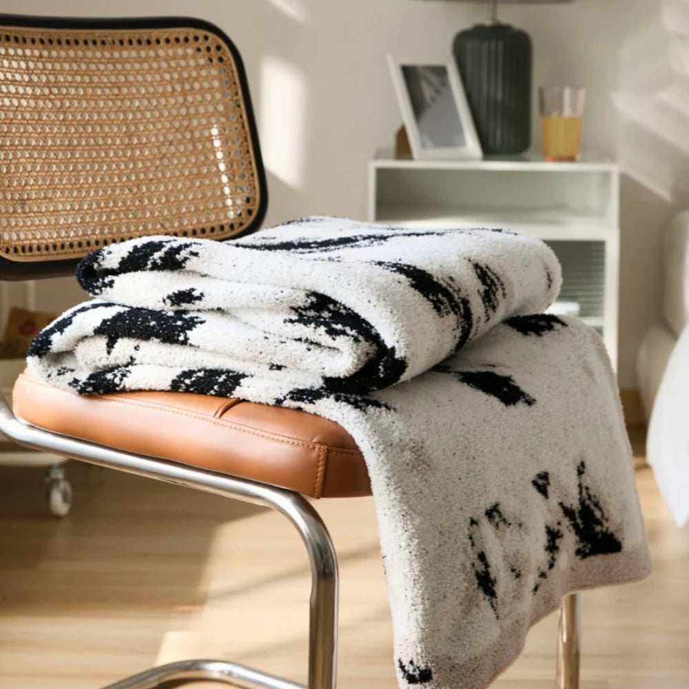 Cozy Black and White Fuzzy Knit Throw Blanket – Soft Cotton and Microfiber Blend, 51x63 for Modern Home Decor 3