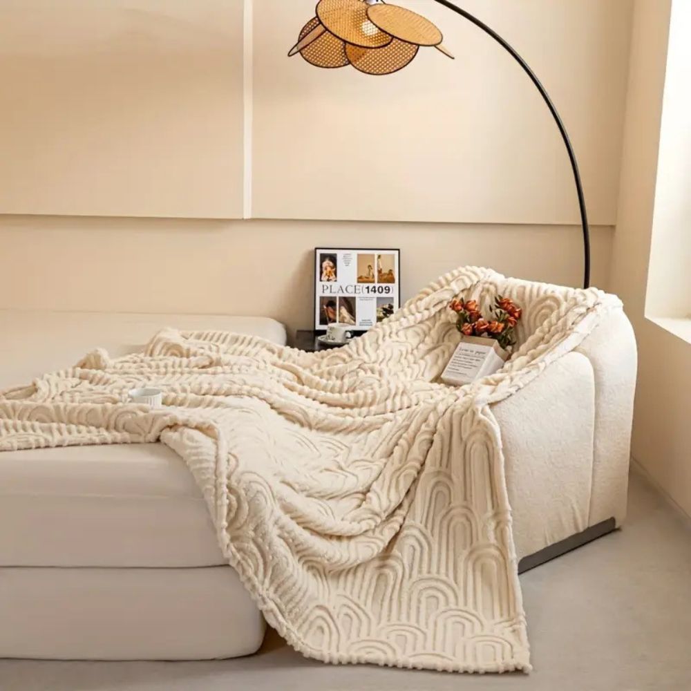 Ultra-Plush Microfiber Blanket with Raised Arch Pattern – Lightweight Cozy Throw for Home and Travel 5