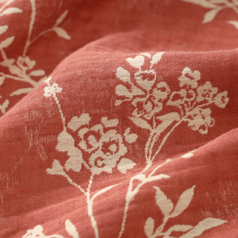 Vintage Floral Kimono Bathrobe - Soft Cotton Gauze, Relaxed Fit