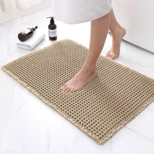 Waffle Bath Mat - Ultra-Absorbent, Soft, Machine Washable