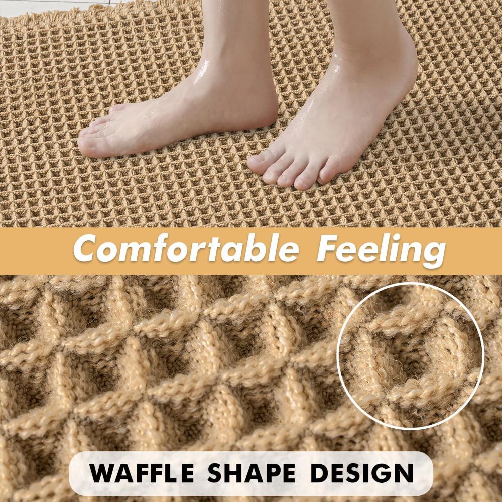 Waffle Bath Mat - Ultra-Absorbent, Soft, Machine Washable