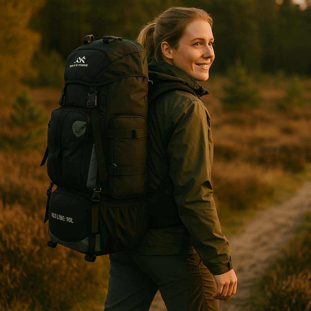 Waterproof 90L Hiking Backpack with Adjustable Straps and Storage Pockets