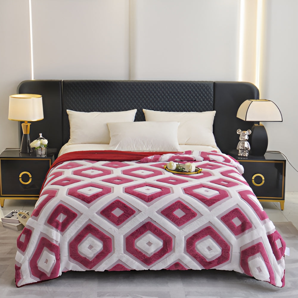 Double Layer Geometric Throw Blanket – Soft Cotton-Poly Blend for All-Season Comfort, Machine Washable, Ideal for Beds and Sofas 6