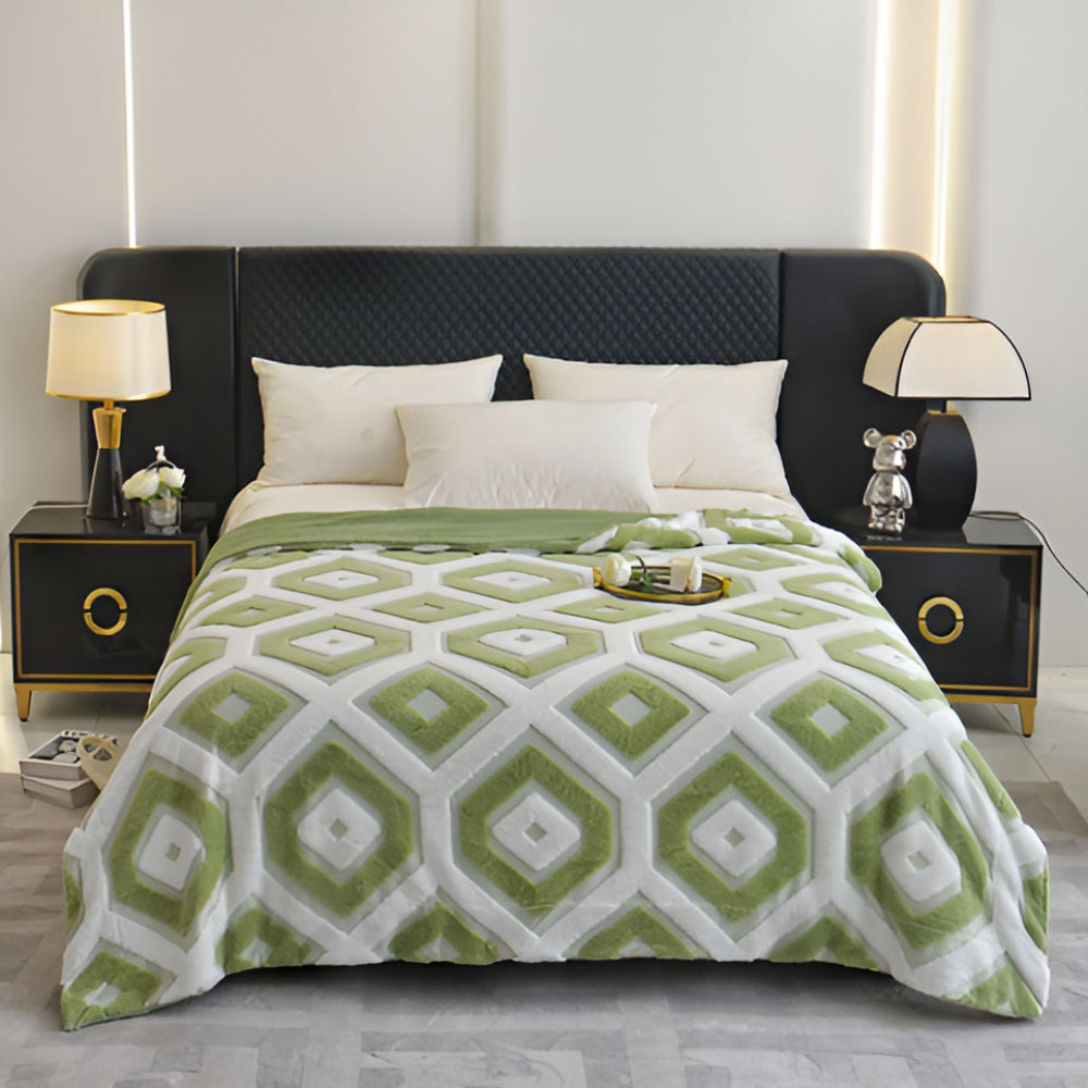 Variant image for Double Layer Geometric Throw Blanket – Soft Cotton-Poly Blend for All-Season Comfort, Machine Washable, Ideal for Beds and Sofas-13