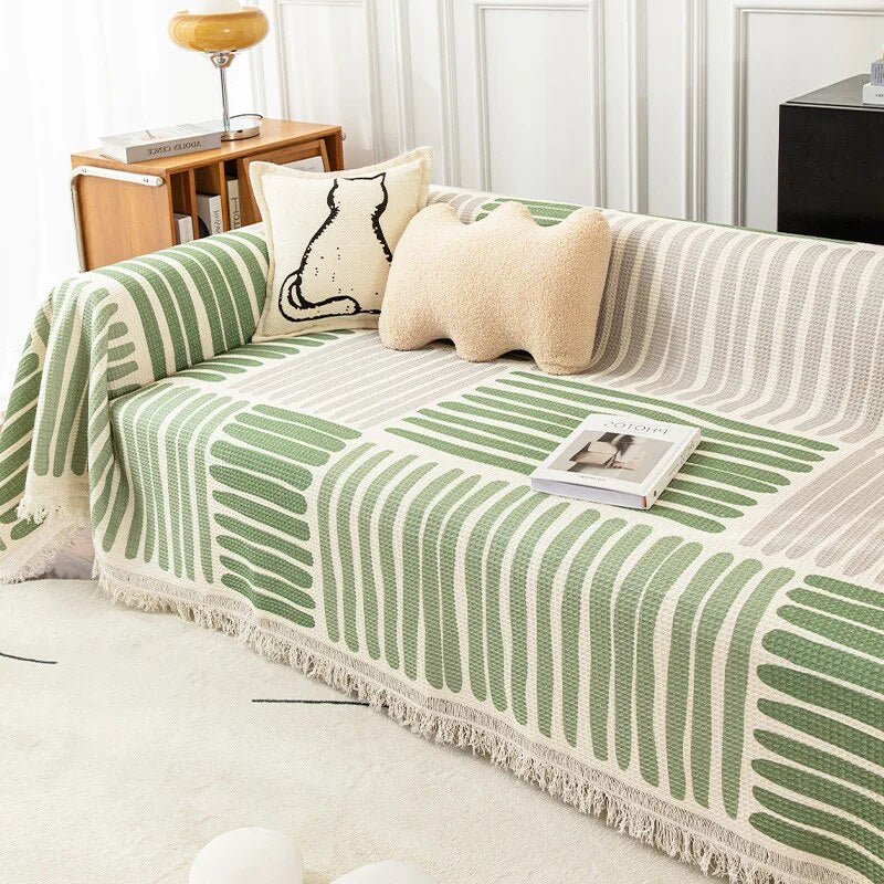 Comfortable sofa blanket with abstract pattern – Soft, versatile blanket for the living room