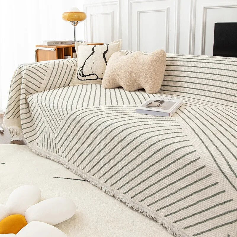 Comfortable sofa blanket with abstract pattern – Soft, versatile blanket for the living room