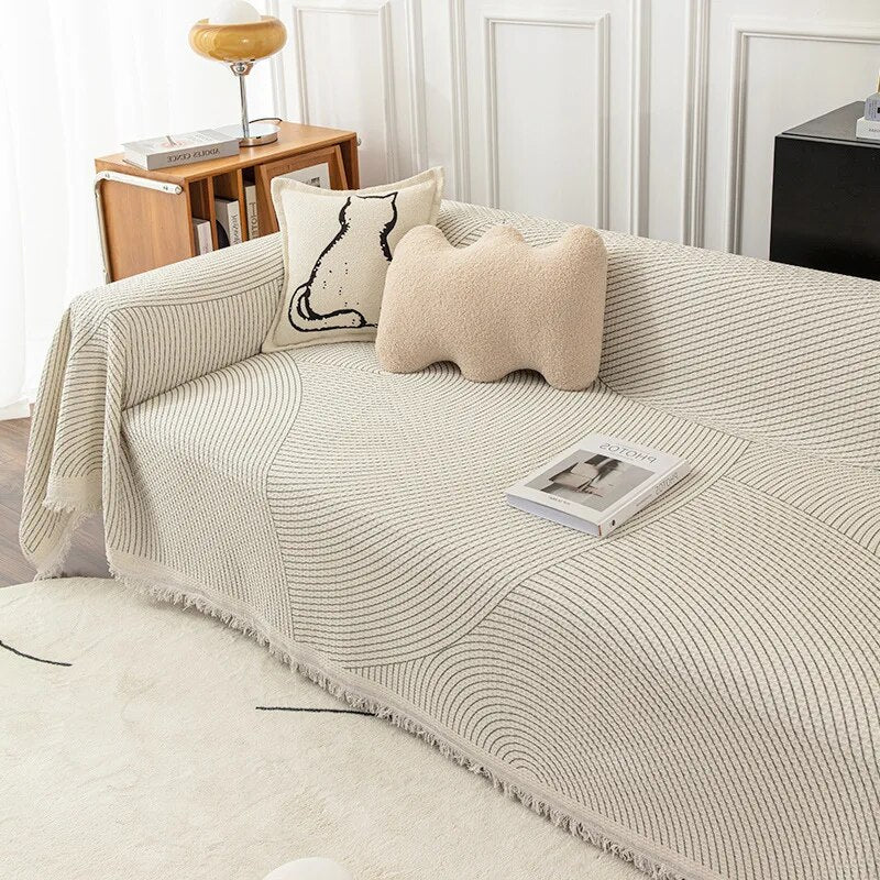Comfortable sofa blanket with abstract pattern – Soft, versatile blanket for the living room