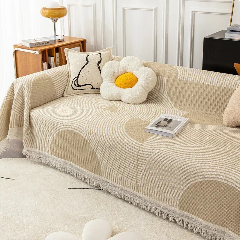 Comfortable sofa blanket with abstract pattern – Soft, versatile blanket for the living room