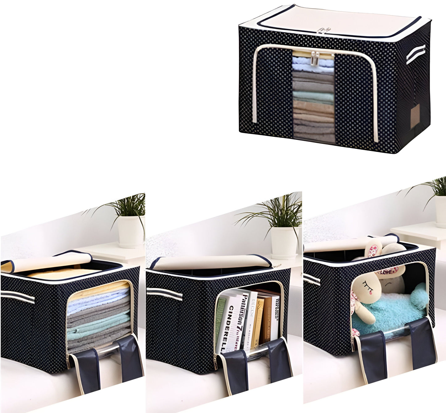 Foldable Storage Box for Clothing Organization – Stackable Storage Container with Large Viewing Window, Durable Design, 40 x 30 x 20 cm-3