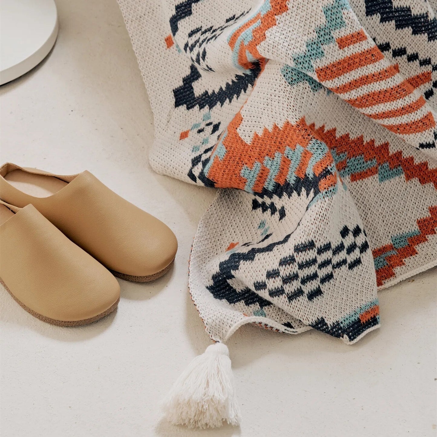 Geometric blanket in Boho style