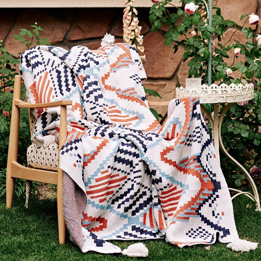 Geometric blanket in Boho style