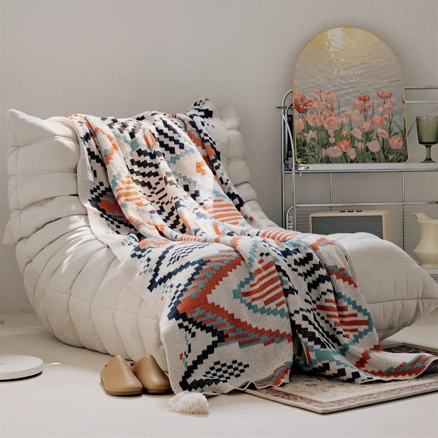 Geometric blanket in Boho style