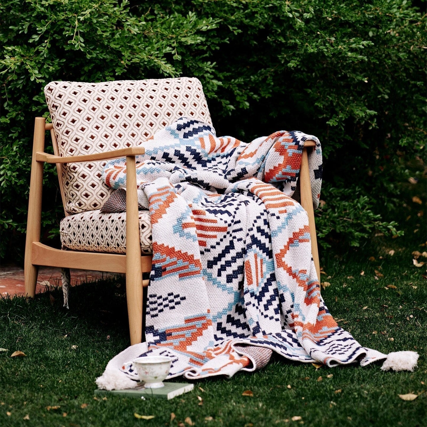 Geometric blanket in Boho style