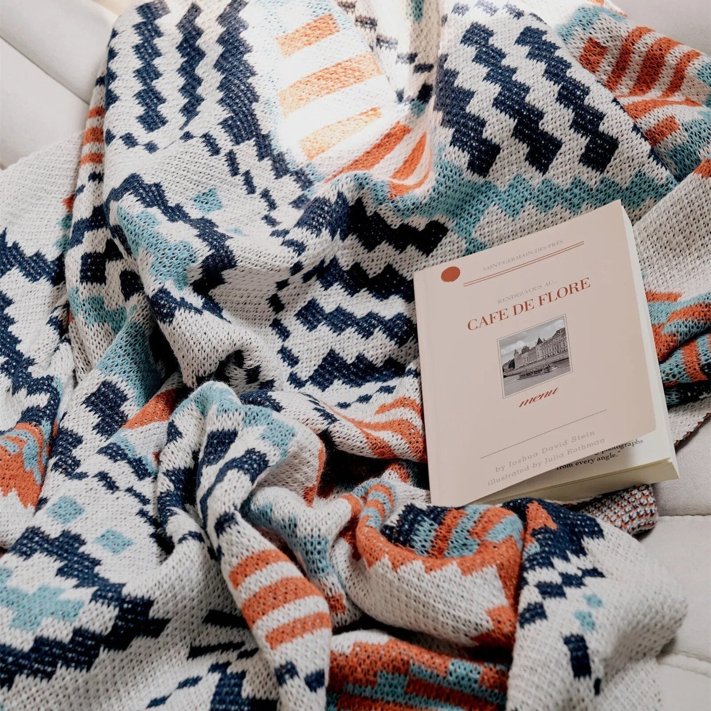 Geometric blanket in Boho style