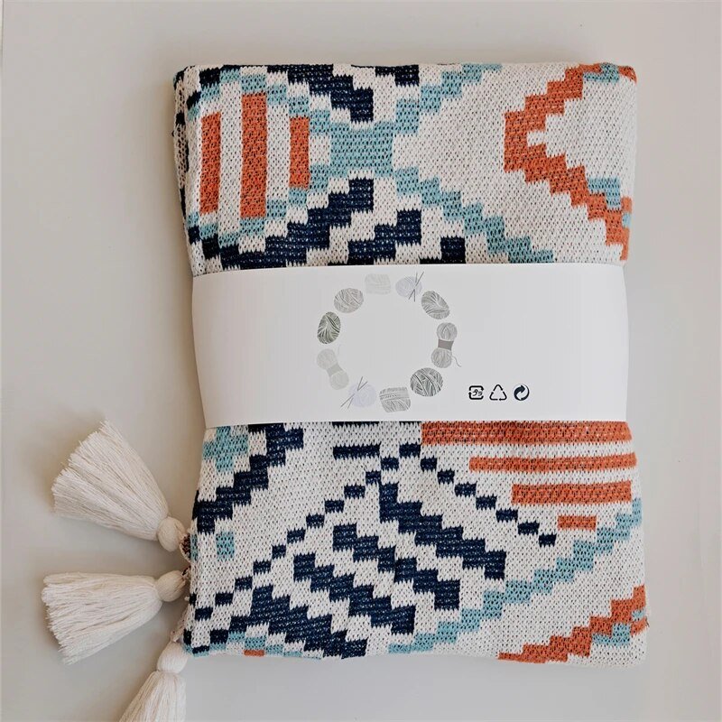 Geometric blanket in Boho style