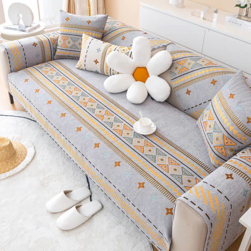 Bohemian Chenille Sofa Throw - Stylish Furniture and Protection Cover