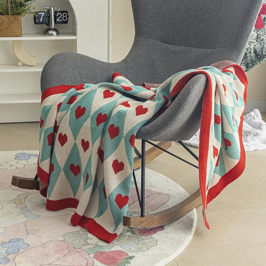 Cozy heart sofa blanket