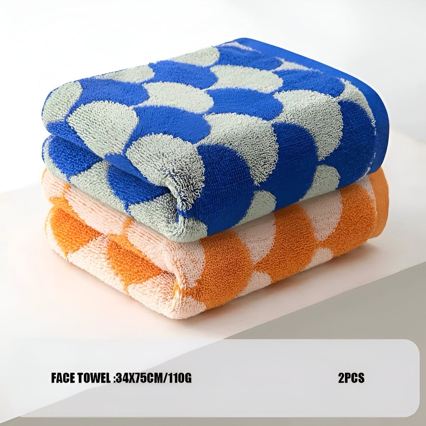 Cotton Towel Set with Fan Pattern