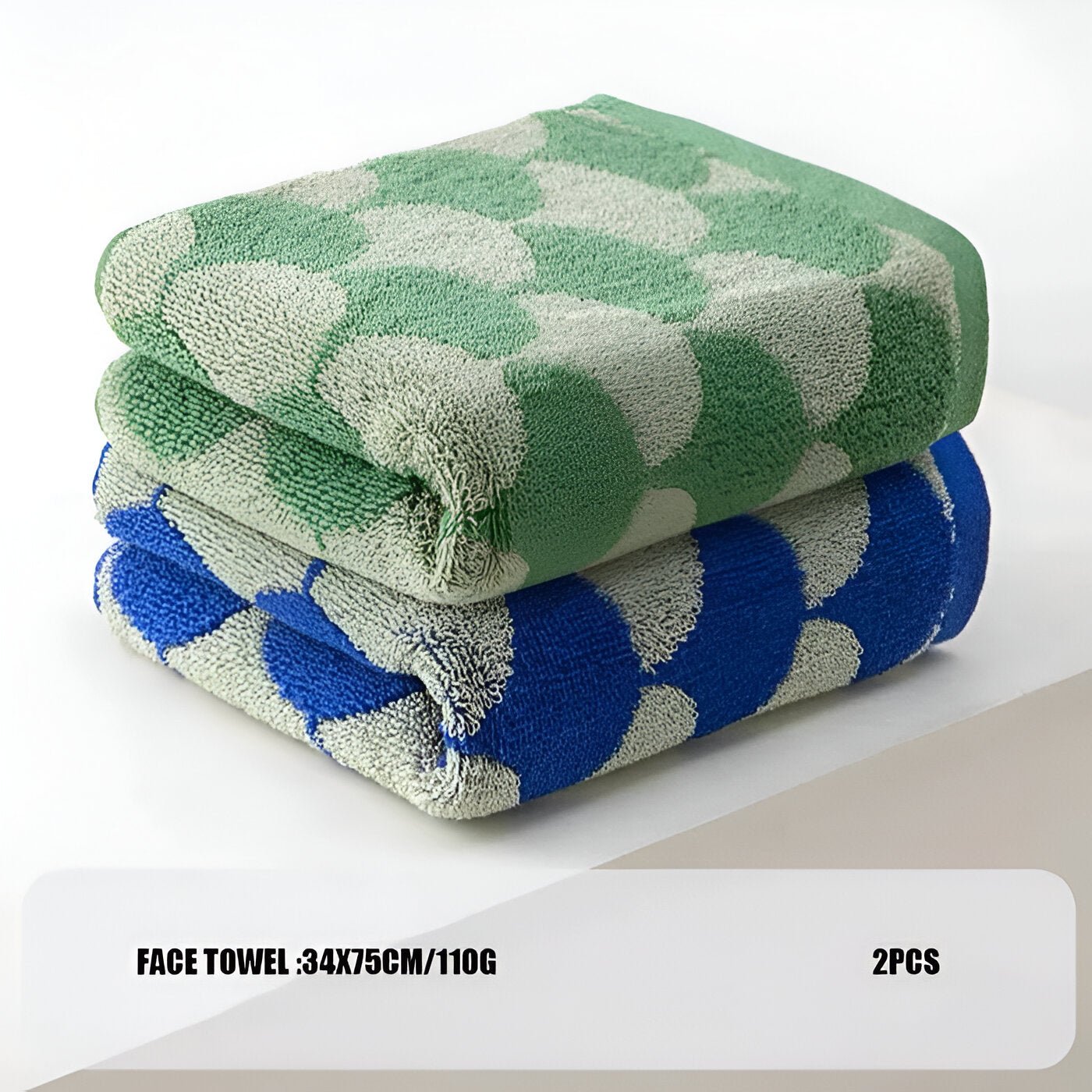 Cotton Towel Set with Fan Pattern