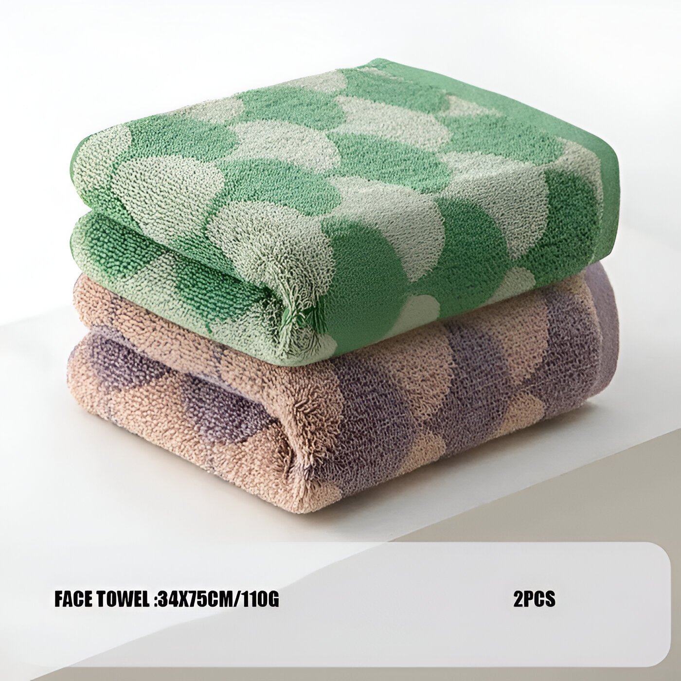 Cotton Towel Set with Fan Pattern