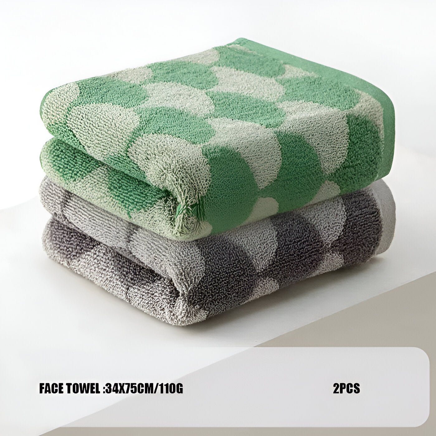 Cotton Towel Set with Fan Pattern