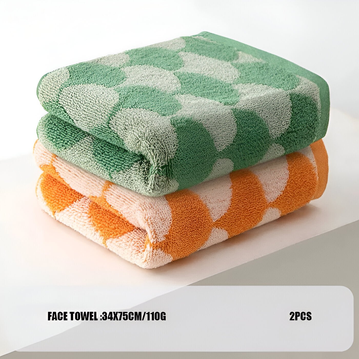 Cotton Towel Set with Fan Pattern