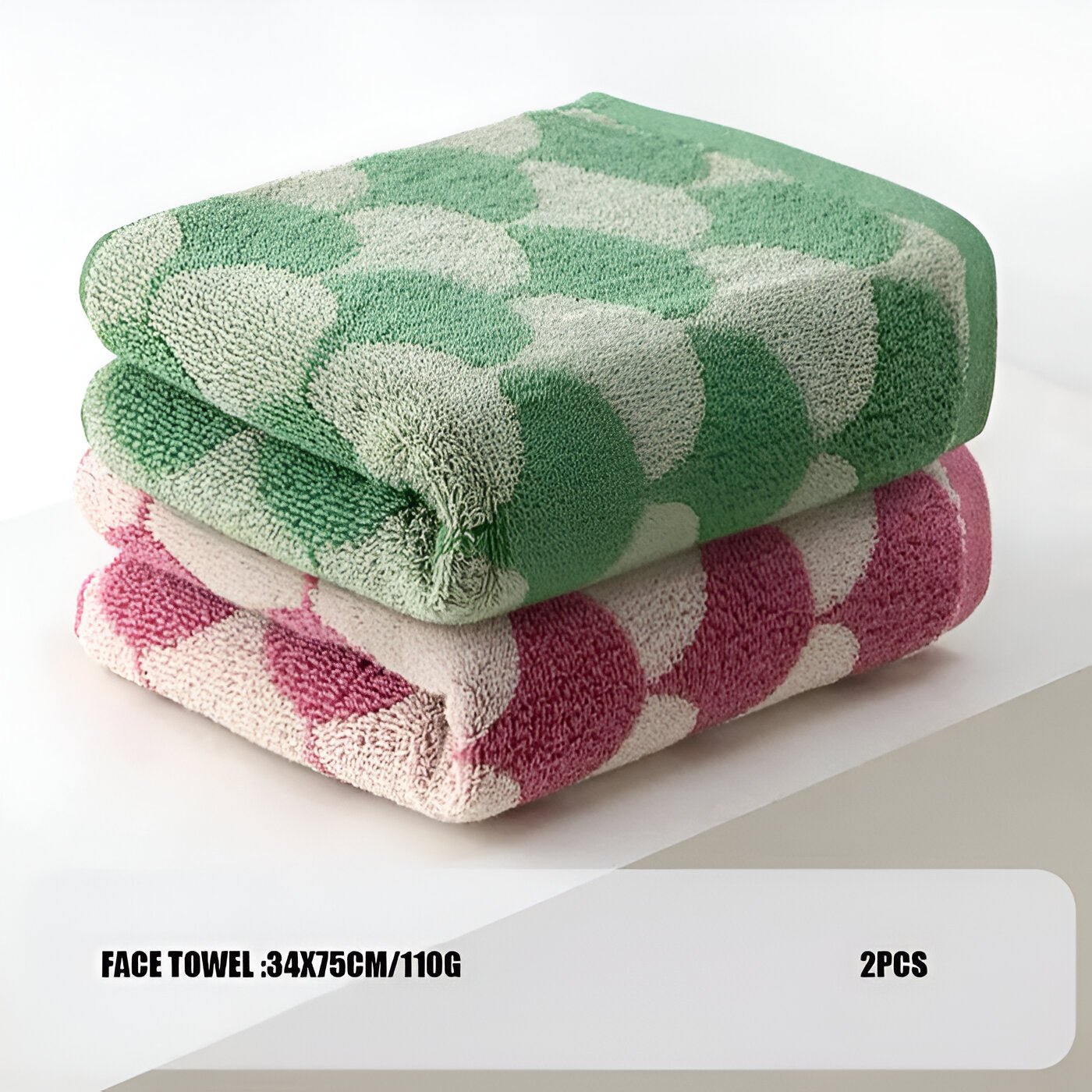 Cotton Towel Set with Fan Pattern