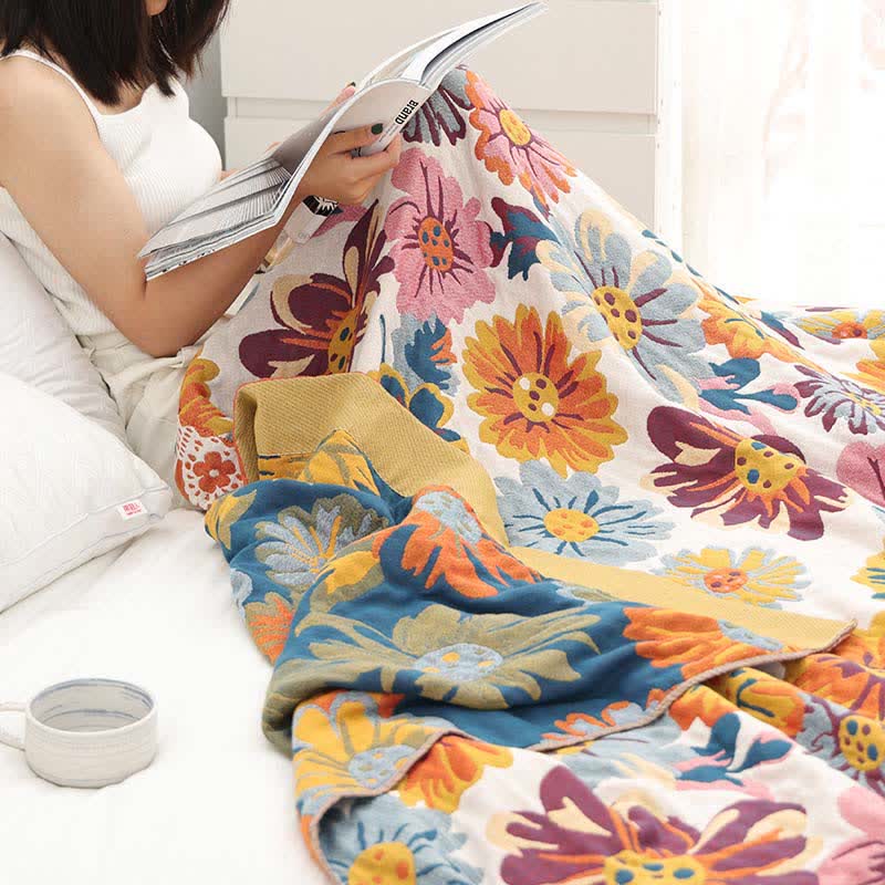 Colorful Reversible Cotton Quilt – Eco-Friendly Lightweight Summer Blanket with Jacquard Design 5