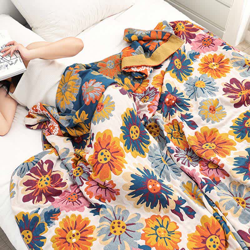 Colorful Reversible Cotton Quilt – Eco-Friendly Lightweight Summer Blanket with Jacquard Design 4