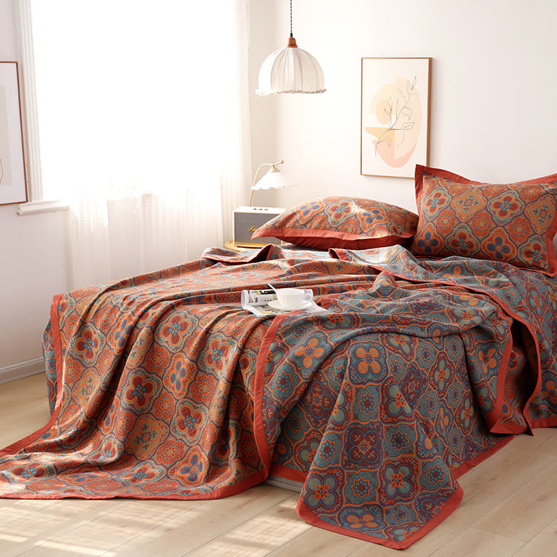 Reversible Cotton Quilt with Petal Flower Pattern – Eco-Friendly Bedding for Summer and All Seasons, Available in Full, Queen, King Sizes 2