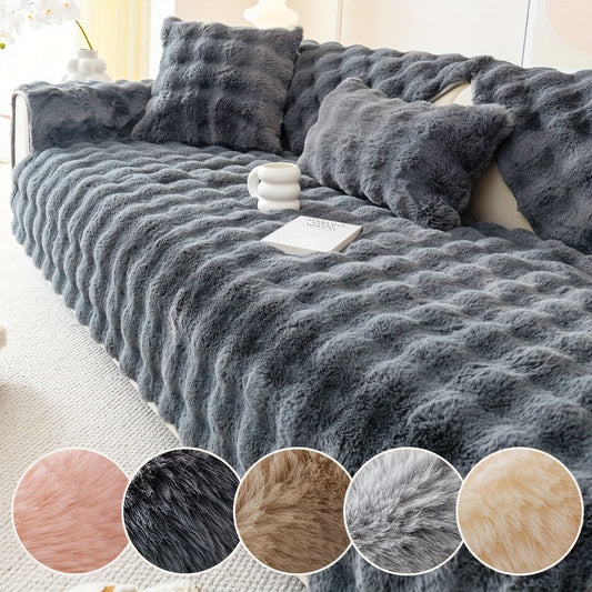 Sofa throw made of imitation rabbit plush