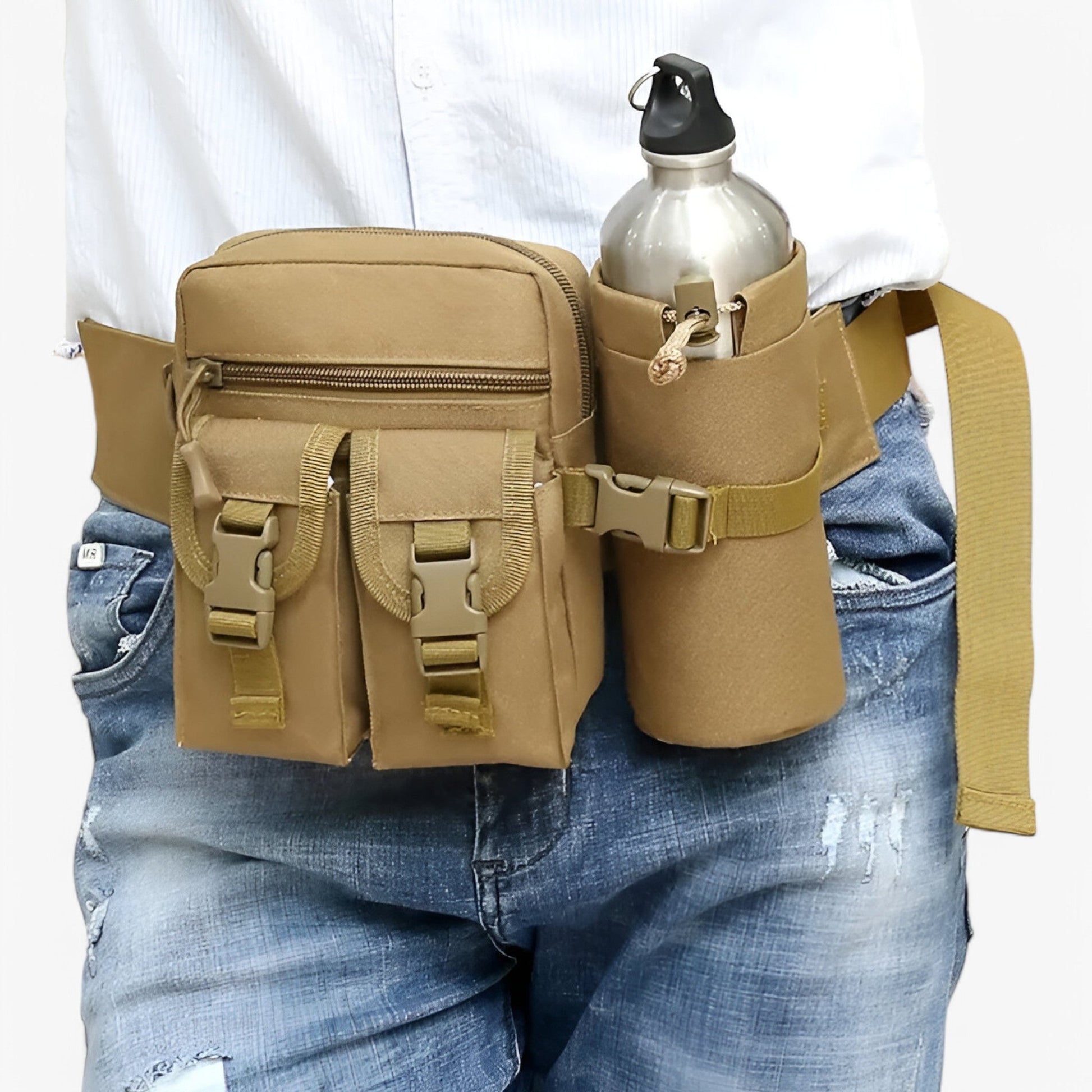 Tactical Water Bottle Bag – Durable Waterproof 800D Nylon Sling for Outdoor Adventures, Compact Design, Unisex-3