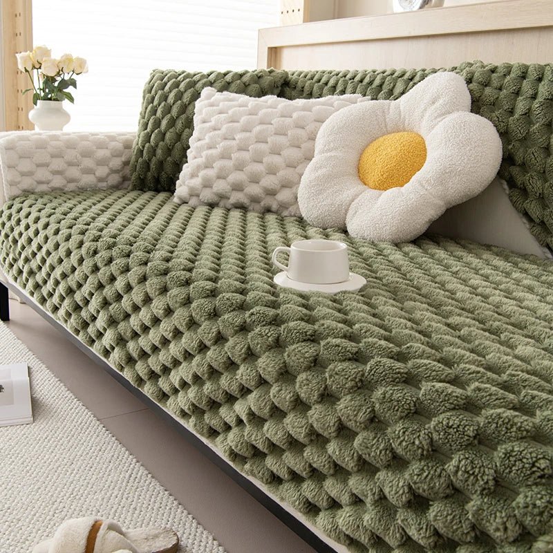 Plush sofa blanket in pastel colors